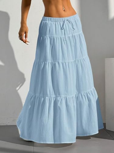 Solid Color Front Tie Ruched A-Line Skirt Casual Daily Wear 2025 Fashion Skirts for Women4