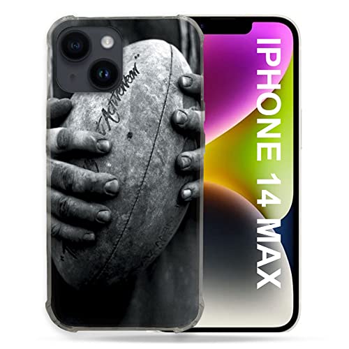 Protection iPhone 14 Plus motif ballon de rugby vintage Cokitec