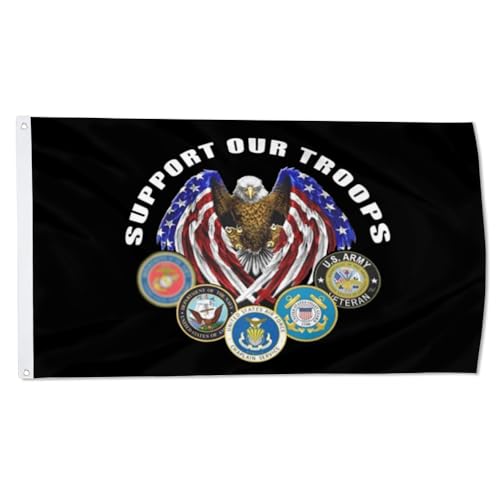 United States Military Armed Forces Eagle Flag 3x5 Ft - UV Fade Resistant Double Printed and Double Stitched 150D Polyester Banner