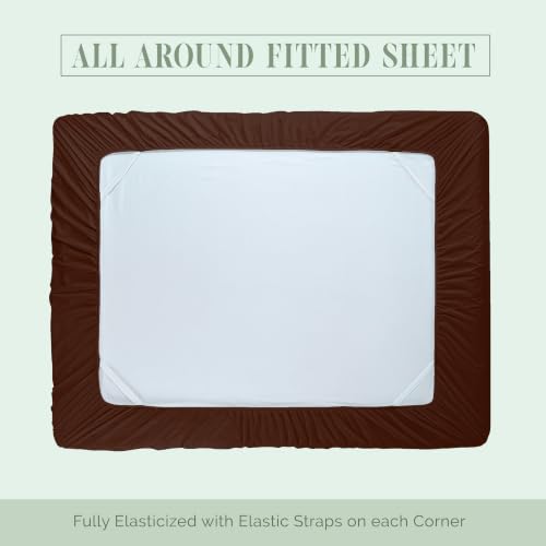 Image of Elegant Comfort Luxury 1500 Premium Hotel Quality Microfiber 4-Piece Sheet Set - Soft, All Around Elastic 18-24 Inches Deep Fitted Sheet - Extra Deep Pocket Sheets, California King, Chocolate Brown