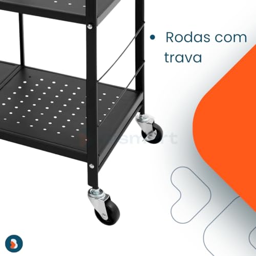 Carrinho Dobrável Multiuso Organizador com Rodinha 3 Andares
