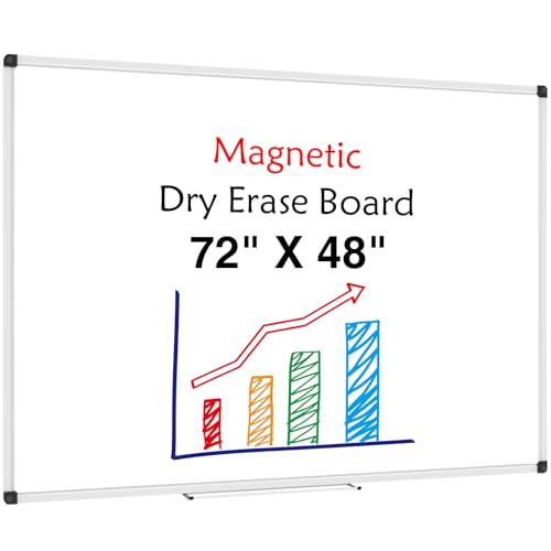 Image of XBoard Magnetic Dry Erase Board 72 x 48 Inches Wall-Mounted, 6'x4' Whiteboard with Marker Tray, Aluminum Frame White Board for School Office and Home