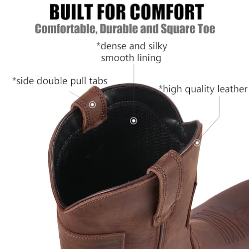 SUREWAY Cowboy Boots For Men Western Boot-Soft Toe,Square Toe Men's Work Boots,Thicker Leather,Oil/Slip Resistant,Extremely Comfortable Durable Proved,Rubber Sole,Work Boots/Shoes With Embroidered2