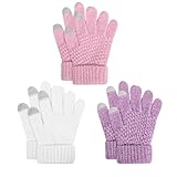 TAGVO Gants et Moufles Tricotés Tactile d'hiver pour Enfants 3 à 8 Ans, Gant Magique de Cyclisme Course Ski Chauds Coupe-Vent Élasticité Full Fingers pour Garçon Fille Sports de Plein air