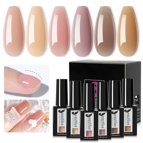 Beautilux Gummy Base Pose Americaine 5 en 1 Sans-TPO, HEMA-FREE Rubber Base Pose Americaine Pour Nail Extension, Renforcement, Nail Manucure Réparation