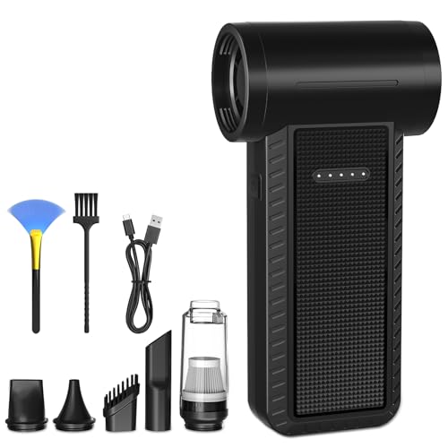 Electric Air Duster & Vacuum 2-in-1, 130000RPM Turbo Jet Blower with 9000Pa Suction, 8000mAh Rechargeable Electric Air Duster for PC Cleaning, Keyboard, Car, 5-Level Adjustable Mini Blower