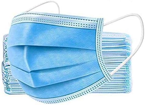 50Pcs 3Ply Disposable Face, 3 Ply Facial Cover with Ear Loop, Breathable Blocking Air Pollution Anti-Dust Non-Woven Mouth Cover Face Masks, Mouth Protector Prevent Sneeze Droplets
