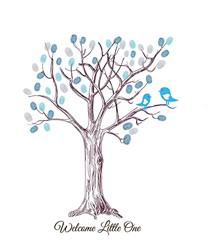 Alovelydetail Personalized Guest Book Alternative Baby Shower Tree Guestbook Print Thumbprint Fingerprints Style Custom Colors Gender Reveal Party Boy Or Girl cover