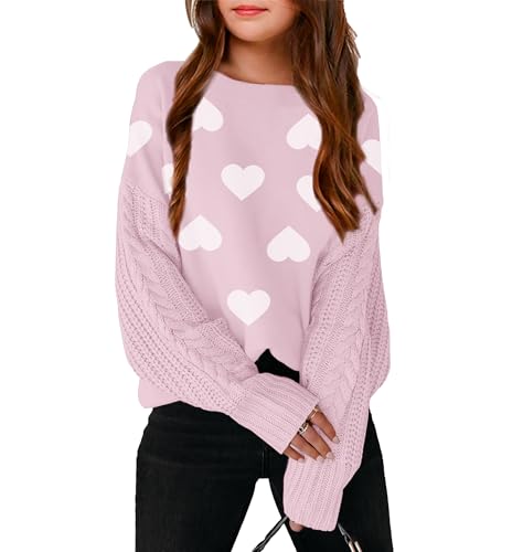 LAVASEON Girls' Sweaters Cute Tops for Teen Girls Crew Neck Black Knit Sweater