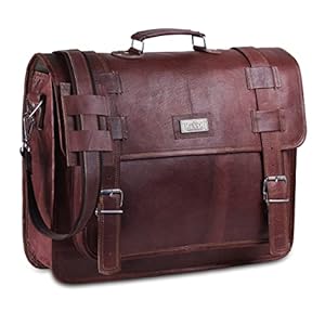 Convertible Leather laptop bag 18 inch and backpack for men – Vintage Full Grain Leather satchel for men – Genuine Leather briefcase for Business – Brown Leather computer bag with rustic look