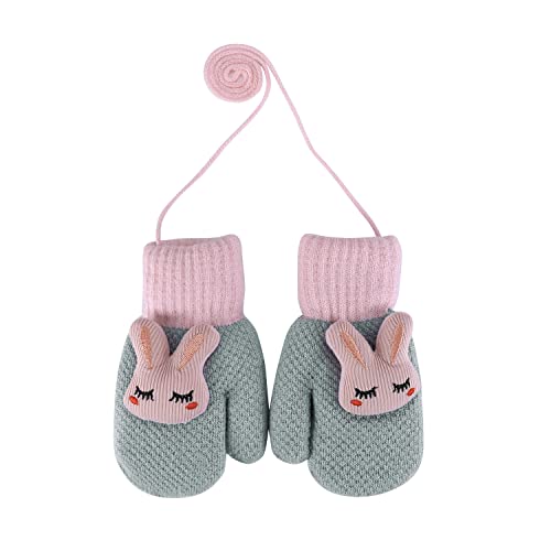HKSCKJ Moufles Tricotés Double Enfants avec Doublure en Peluche Mitaines avec Corde Anti-Perte Adaptées Sport Extérieur Gants d'hiver Epais Chauds Anti-Froid pour Enfants de 4 à 8 Ans Cover