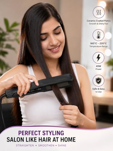 Image of Hair Straightener with Ceramic Coated Plates, Black