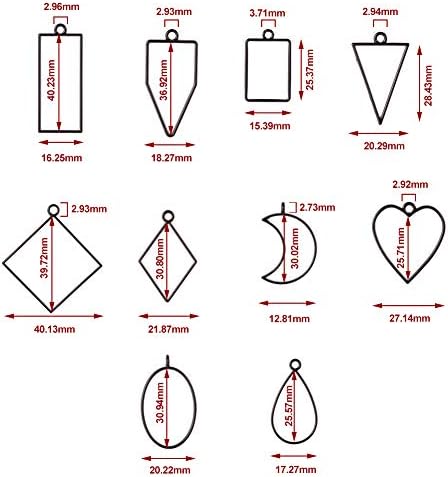 tao pipe 50PCS Open Bezel Frame Pendants Charm Geometric Hollow Trays Assorted Shape Open Back Pendants Molds with 1 Roll of Seamless Tape