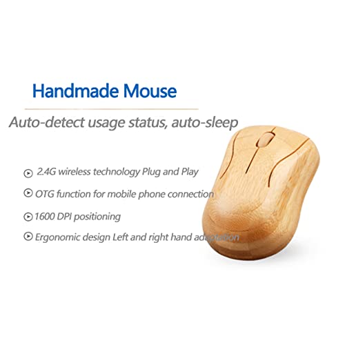 Set Tastiera E Mouse Wireless In Legno Di Bambù, Design Naturale, Impermeabile Ed Ecologico, Silenzioso
