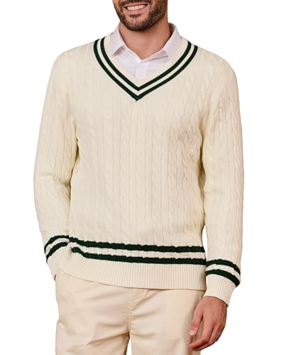 Kallspin Mens V Neck Sweater Pullover Pure Cotton...