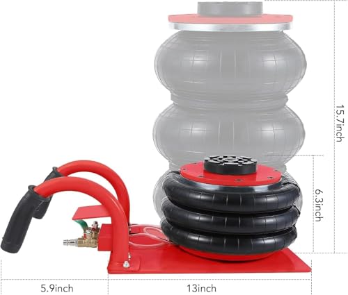 Air Jack 3 Ton/6600 lbs Triple Bag Airbag Jack Air Jacks for Cars with Adjustable Long Handle Heavy-Duty Triple Bag Air Jack Pneumatic Jack for Cars,Garages, Repair White