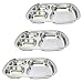 Stainless Steel Divided Tray Divided Dinner Snack Plate Kids Baby Plate Diet Plate Diet Food Control Tray Set (3section rectangularA 3pack)