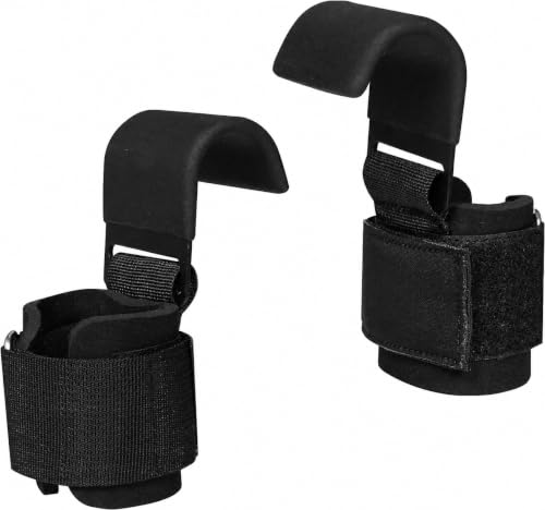 Image of Weight Lifting Hooks with Wrist Support, Heavy Duty Gym Lifting Straps for Deadlift, Pull Ups, Rows, Shrugs and Strength Training Men and Women, Black
