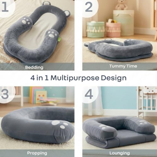 Image of R for Rabbit Snuggy Teddy Kids Bedding Bag | Soft Portable Travel Sleep Sack for Kids | Ultra-Soft Plush Fabric for Everyday Comfort (Grey)