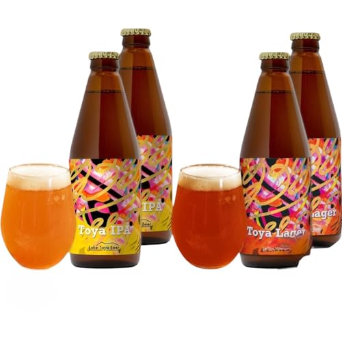 北海道 洞爺湖 発 クラフトビール 2種 飲み比べ 計4本 Toya IPA Toya Lager 330ml 各2本 コースター 2枚付 酒 ビール 発泡酒 柑橘 アロマ ホップ アルコール 家飲み