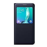 Galaxy S6 edge PLUS, Towallmark Luxury Window Flip Faux Leather Case Cover (Black)