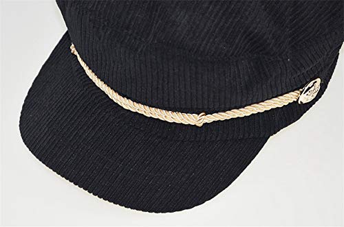 Jewelry-Box Women Ladies Hat Corduroy Captain's Breton Cap Beatles Lennon Newsboy Cadet Black, Yellow, One Size #TOP6