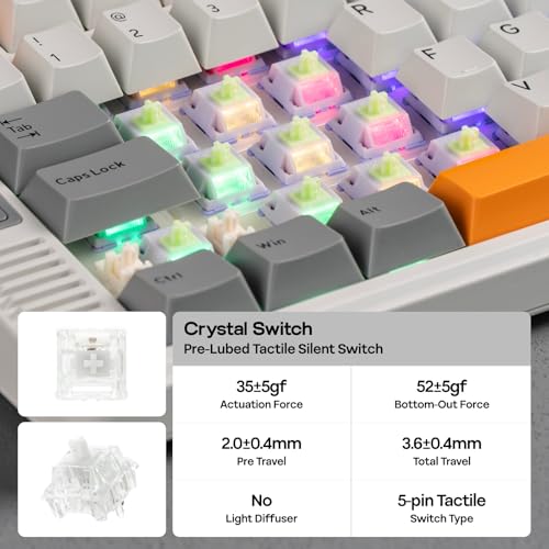 Image of EPOMAKER RT85 Wireless Mechanical Keyboard with Joystick & DIY Screen, 8000mAh, BT /USB /2.4Ghz, Gasket, Hot-Swap, PBT Keycap, 75% Gaming Keyboard (Retro White, Crystal Tactile)