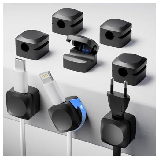 Rotatable Cord Organizer, Enhanced Spring Cable Clips, Strong Adhesive Cable Management, Desk Cord Holder for Nightstand, Office Accessories and Car(8*Black)