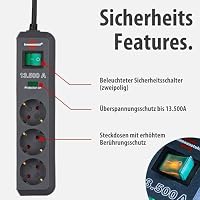 Brennenstuhl Eco-Line Steckdosenleiste 3-Fach mit Überspannungsschutz (Mehrfachsteckdose mit erhöhtem Berührungsschutz, Schalter und 1,5m Kabel) anthrazit – Ansicht 3