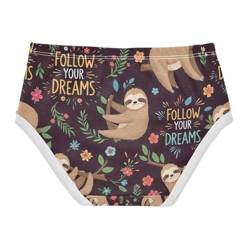 Cute Sloths Brown Girls Underwear, Toddler Panties, Cotton Underwear Girls, 2–8 Years2