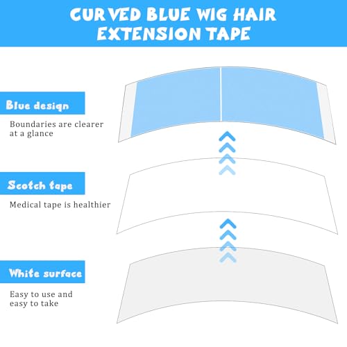 48 Pcs Lace Tape for Wigs Double Sided Waterproof Wig Tape Strong Adhesive Wig Tapes for Lace Front Wigs Clear Hair Glue Tapes for Hairpieces Hair Extensions and Toupee can Easy Removal