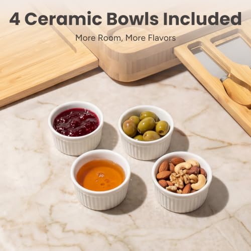 Image of SMIRLY Charcuterie Boards Set, Large Cheese Board Set, Carbonized Bamboo