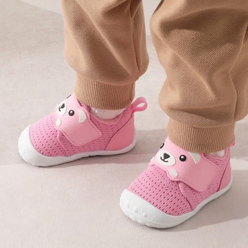 Image of FEETCITY Baby Walking Shoes Wide Baby Shoes Boys Girls Infant Sneakers Crib Shoes Breathable Toddler Barefoot Shoes Slip On Shoes