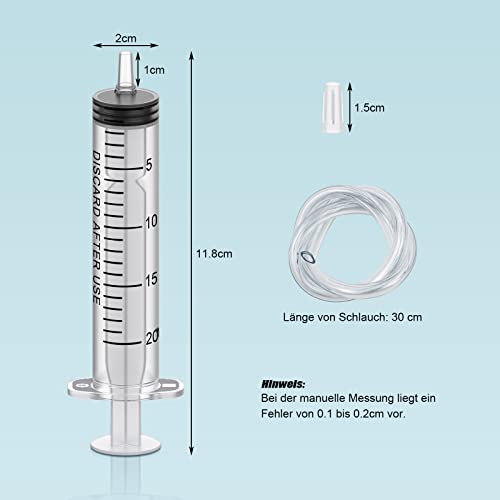 30 Stück Kunststoff Spritze 20ml, Messspritze Einwegspritze für Wissenschaftlich Labore, Futterspritze, Marinierspritze und Absaugspritze (30, 20ml)
