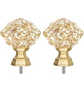 TONIAL Curtain Rod Finials for 3/4 and 5/8 Inch Diameter Curtain rods, Translucent Diamond Replac...