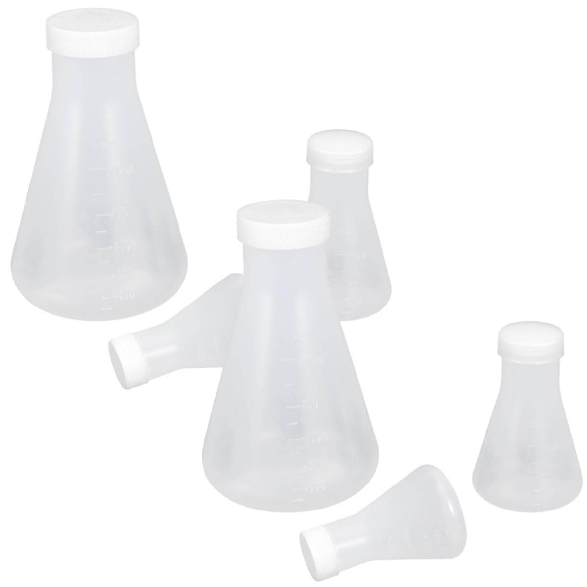 Matraces Erlenmeyer portátiles de plástico para las clases de química y experimentos