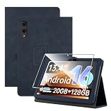 zZjoOoj Cover Per TECLAST T65 13.4 Pollici Tablet con 1 Pezzi Pellicola Vetro Temperat, Ultra Sottile,Custodia in Pelle PU Premium con Funzione Leggio Verticale,Blu scuro