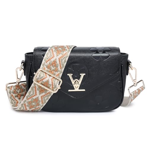 Image of Wide Shoulder Strap Replacement for Crossbody Handbag Canvas Belt Guitar Adjustable Strap with Gold Hardware