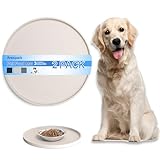 Arespark Dog Food Mat 2 PCS, Nonslip Waterproof Dog Silicone Feeding Bowl Mat with Raised Edges for Floors Prevent Spills, Round Eating Plate Puppy Supplies (Off White 10in)