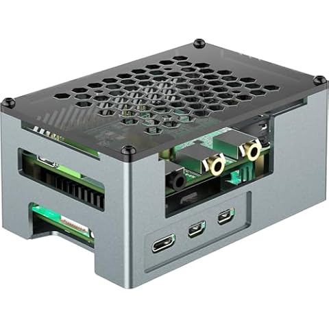 innomaker Aluminum Case for Raspberry Pi 5 with 3510 PWM Fan Passive Heatsink Aluminum Alloy Case Suitable for DAC/DAC PRO/AMP/AMP PRO/RS485&CAN Hat and Most of Raspberry Pi Add-On Hat Cover