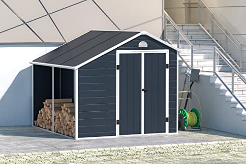 OUTTECH Gerätehaus, anthrazit, Polypropylen, 260 x 280 x 226 cm, Doppeltüren, inkl. Lüftungsgitter