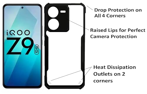 Image of Transparent Hard Back Cover case Mobile Cover for IQOO Z9 5G - Transparent Grip Case /Shockproof Corners with Camera Protection