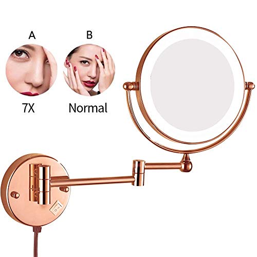 Miroir grossissant 5X rose mural en laiton de 8 pouces - 3