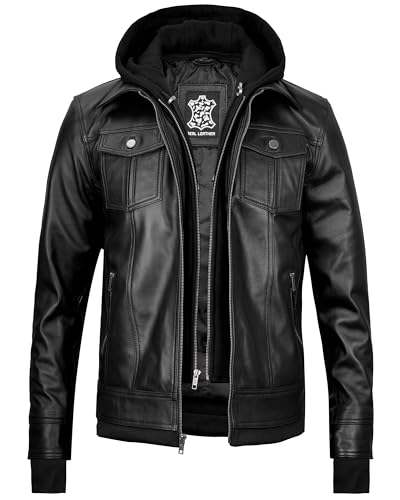 Decrum Leather Jacket Men - Real Lambskin Hooded Leather Jackets For Men2