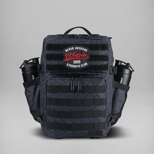 Image of WOLFpak 25L Athletic Gym Backpack (Strength Club) Durable 1000D Waterproof Oxford Material w /MOLLE Webbing, Laptop Pocket & Dual Cup Holders, Durable Fitness /Travel /Military Daypack