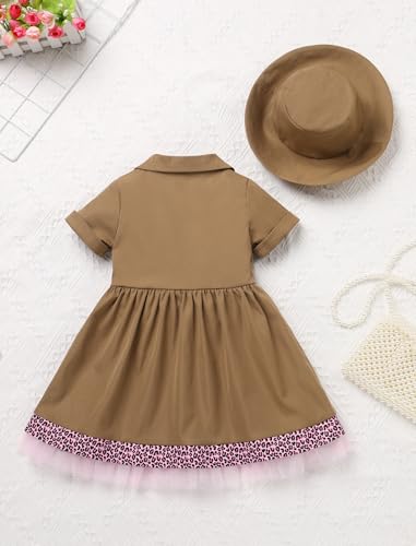IDOPIP Baby Girls Wild Jungle Safari 1st Birthday Outfit Toddler Leopard Giraffe Tutu Dress with Hat Clothes for Photo Shoot2