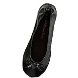 Foldable Shoes Ballet Flats - Expandable Tote Bag for High Heels Folding BLACK Womens Shoes