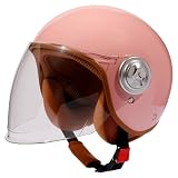 Retro Kids DOT Approved 3/4 Motorcycle Helmet with Visor,3-15 Ages Lightweight Toddler Boys Girls Open Face ATV Half Helmet for Electric Scooter Moped Dirt-Bike Go-Kart Bicycle(Pink)