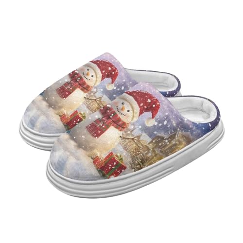 Slippers for Women Warm Flannel Thick Sole Slippers Holiday Decor 5-11