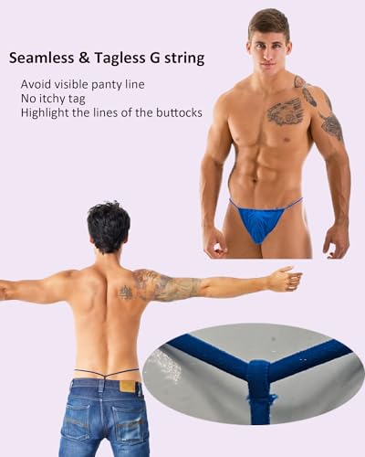 Men's G String Thong for Man, Adjustable Bulge Pouch Male Thongs, Soft Breathable & Comfort Fit T Back3
